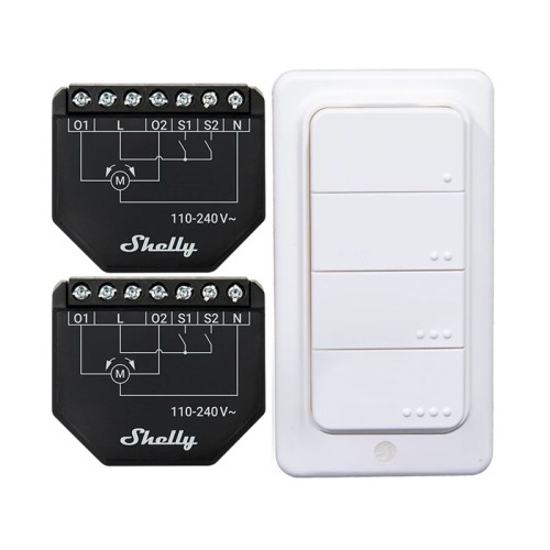 Zestaw 2 sterowników rolet SHELLY Shutter Wi-Fi + BLU RC