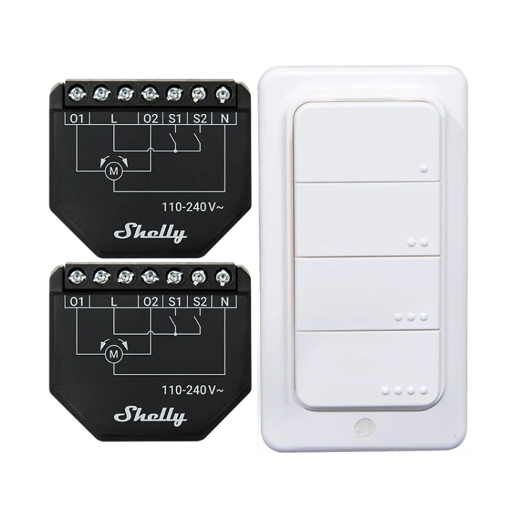 Zestaw 2 sterowników rolet SHELLY Shutter Wi-Fi + BLU RC