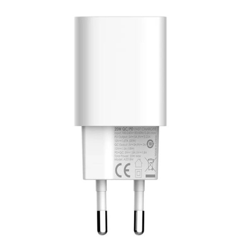Ładowarka sieciowa LDNIO A2318M 20W USB-A+USB-C +kabel USB-C-Lightning
