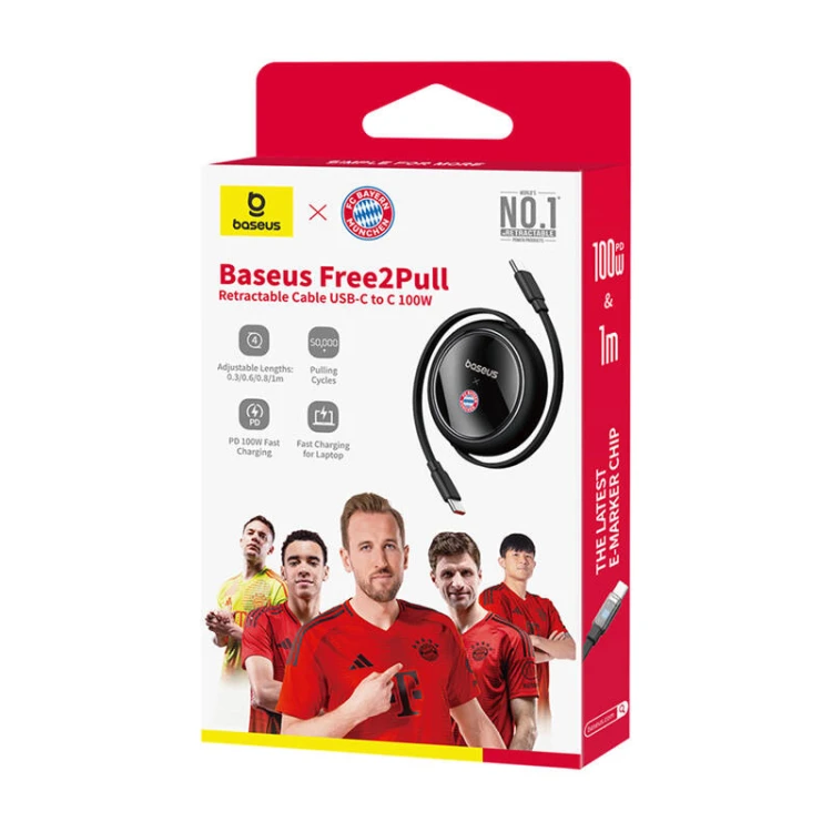 Kabel BASEUS Free2Pull USB-C-USB-C 100W (czarny)
