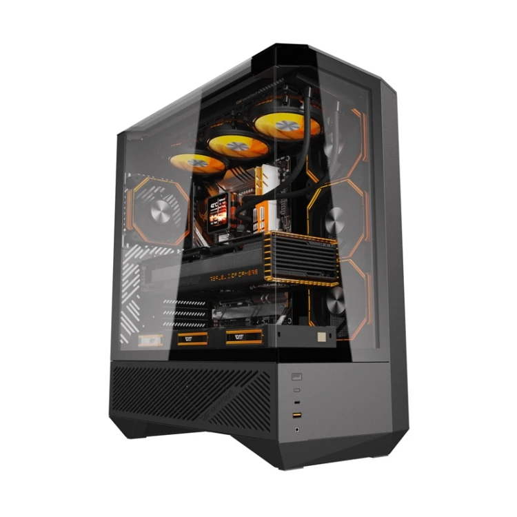Obudowa komputerowa DARKFLASH DY460 + 4 wentylatory ARGB (czarna)