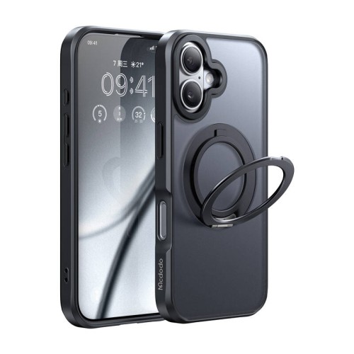 Etui MCDODO PC-4930 MagSafe do iPhone 16 ze stojakiem (czarne)