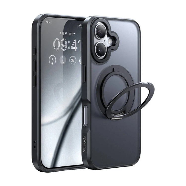 Etui MCDODO PC-4930 MagSafe do iPhone 16 ze stojakiem (czarne)