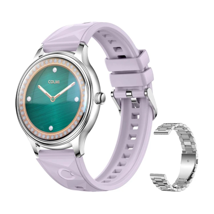 Smart Watch COLMI L28 (Srebrno-fioletowy + srebrny pasek stalowy)