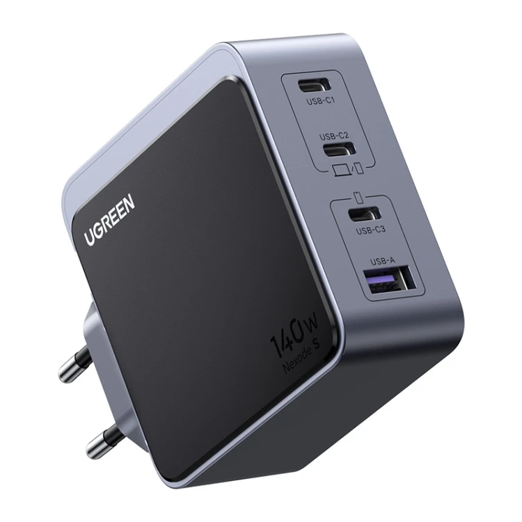 Ładowarka sieciowa UGREEN Nexode S 140W 3xUSB-C USB-A GaN (szara)