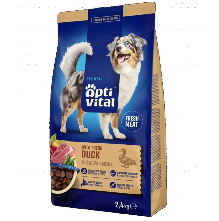 OptiVital pełnoporcjowa z kaczką karma sucha dla dorosłych psów FM 2,4 kg