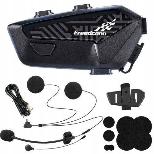 Interkom motocyklowy  FreedConn F1 Plus V2 EU BT 5.4+EDR zasięg do 500m MÓWI PO POLSKU
