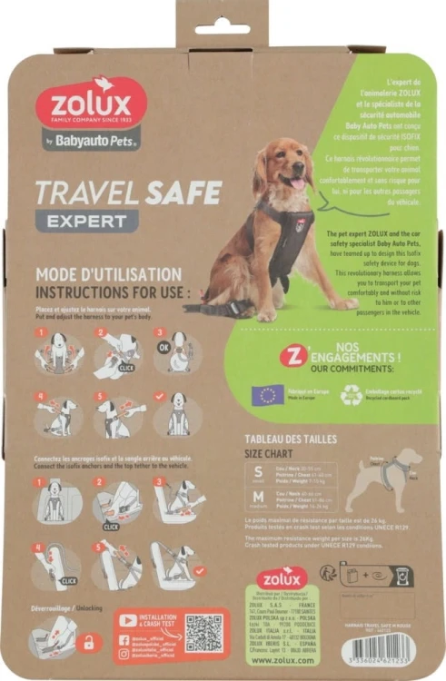 ZOLUX Szelki dla psa TRAVEL SAFE M czerwone