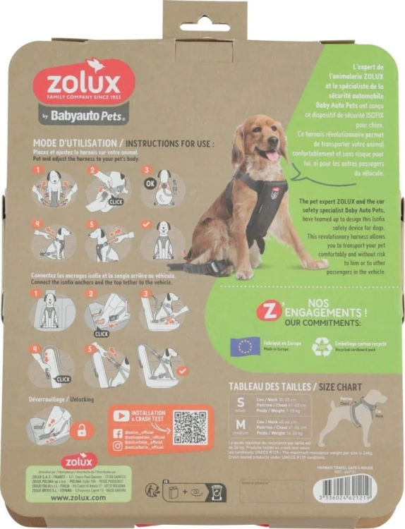 ZOLUX Szelki dla psa TRAVEL SAFE S czerwone