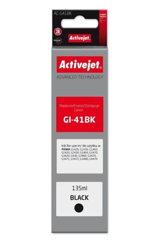 Activejet AC-G41Bk Buteleczka z tuszem z atramentem (zamiennik Canon GI-41BK 4528C001; Supreme; 135 ml; czarny)