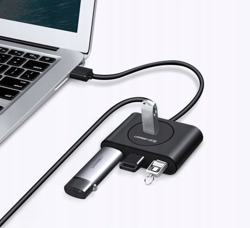 Hub USB UGREEN CR113 4-portowy USB 3.0 0.5m (czarny)
