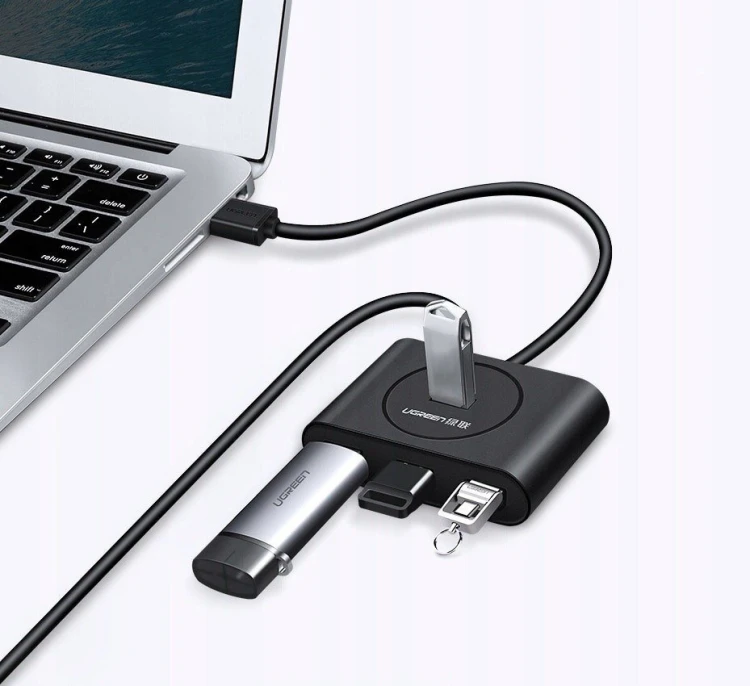 Hub USB UGREEN CR113 4-portowy USB 3.0 0.5m (czarny)