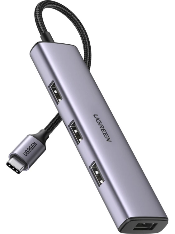 Hub UGREEN CM473 4w1 USB-C 4x USB 3.0 (szary)