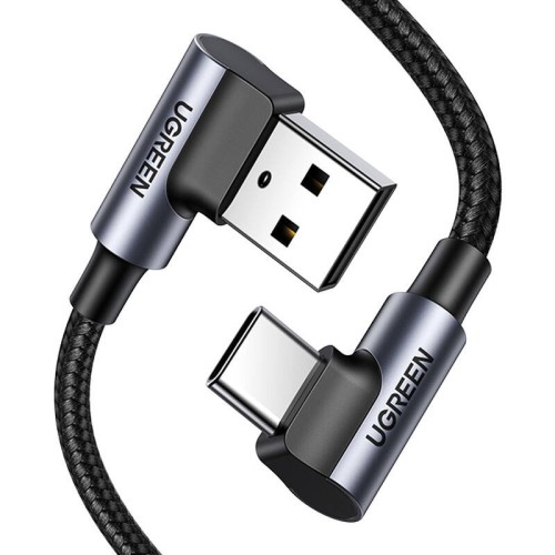 Kabel UGREEN US176 USB-A-USB-C 2m kątowy (czarny)