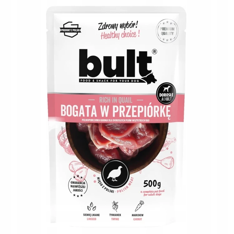 BULT Saszetka mielonka bogata w przepiórkę karma mokra dla psa 500g