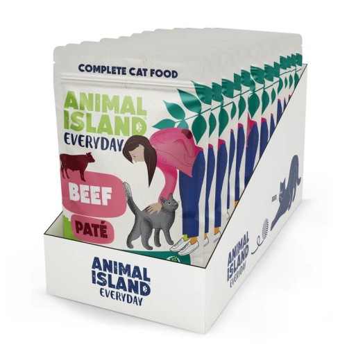 ANIMAL ISLAND pasztet wołowina saszetki dla kota 12x100g