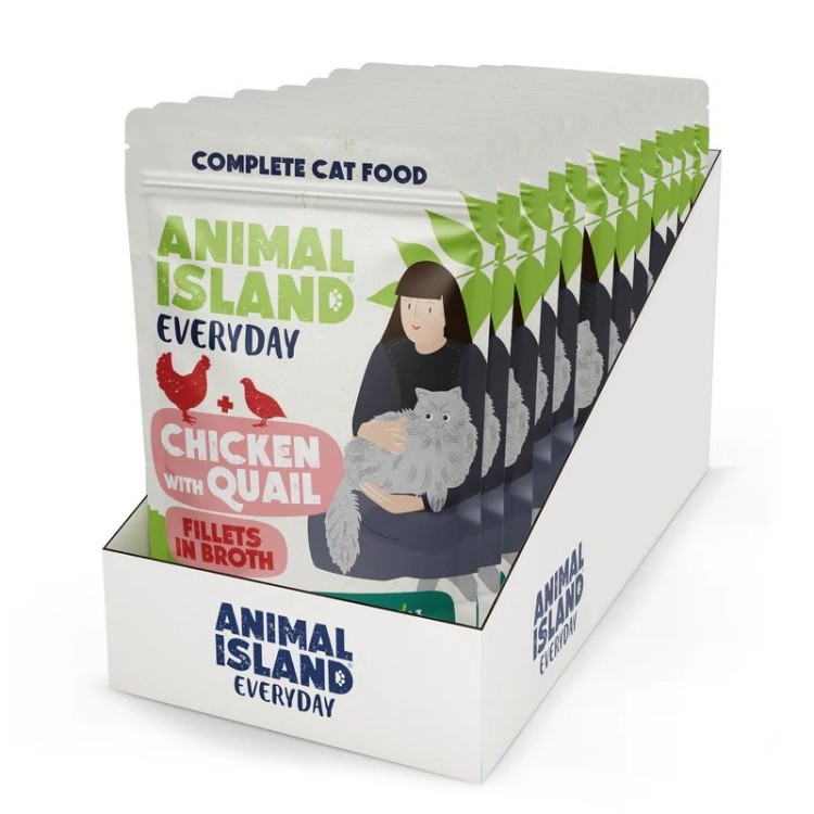 ANIMAL ISLAND kurczak z przepiórką saszetki dla kota 12x85g