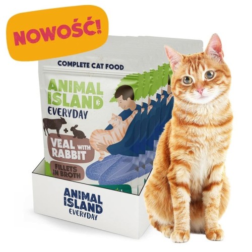 ANIMAL ISLAND cielęcina z królikiem saszetki dla kota 12x85g