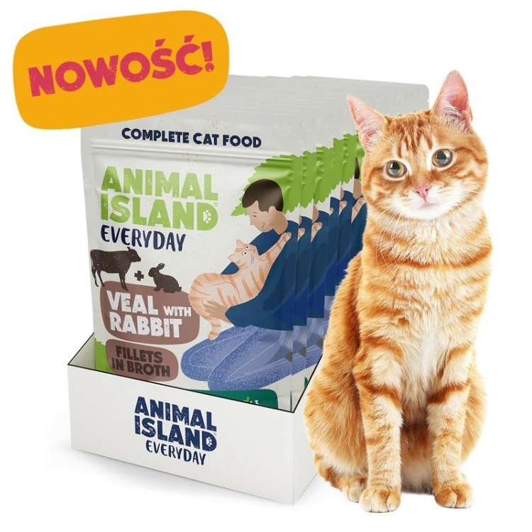ANIMAL ISLAND cielęcina z królikiem saszetki dla kota 12x85g