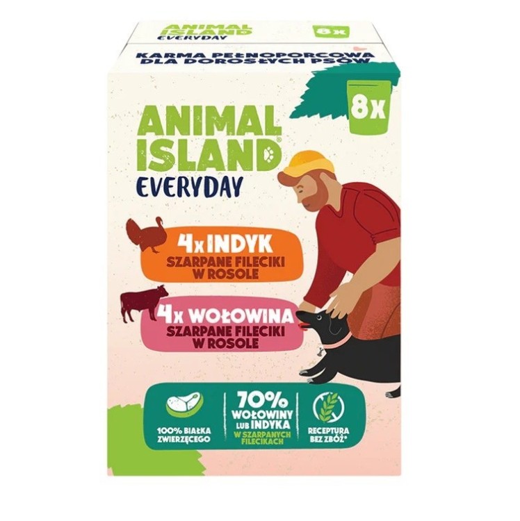 ANIMAL ISLAND indyk/wołowina saszetki dla psa 8x150g
