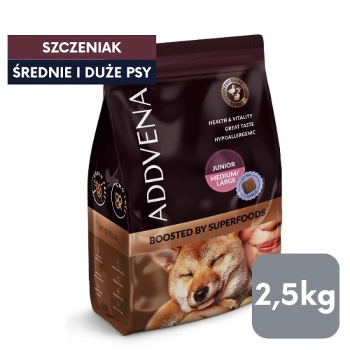ADDVENA BOOSTED BY SUPERFOODS dla szczeniąt średnich i dużych ras 2,5kg