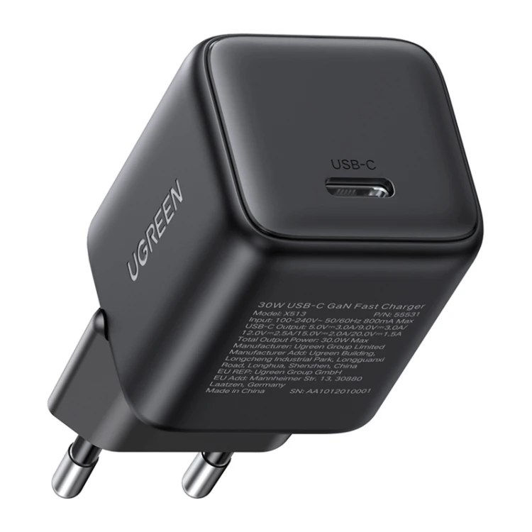Ładowarka sieciowa Ugreen X513 GaN USB-C +KAB USB-C 1M (czarna)