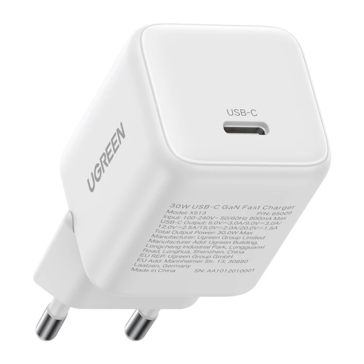 Ładowarka sieciowa Ugreen X513 GaN USB-C +KAB USB-C 1M (biała)