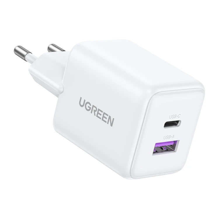 Ładowarka sieciowa Ugreen X516 USB + USB-C, GaN, 30W (biała)