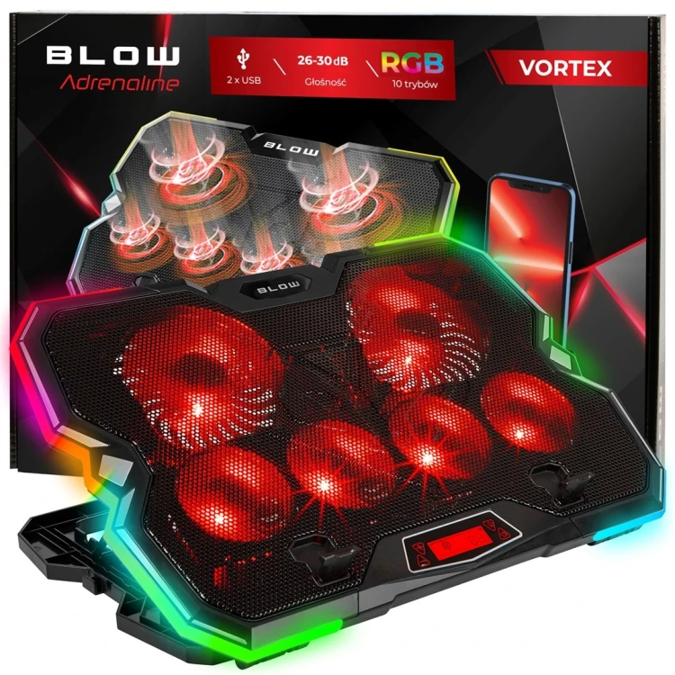 BLOW PODSTAWKA CHŁODZĄCA LAPTOP 6 FAN VORTEX RGB