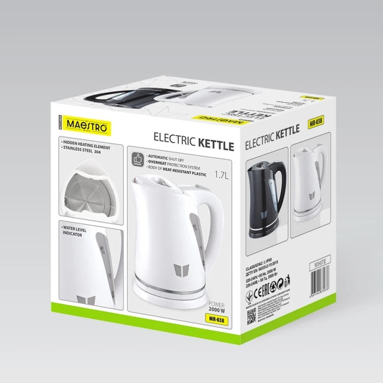 Czajnik elektryczny 1,7l 2000W MR-038-WHITE MAESTRO