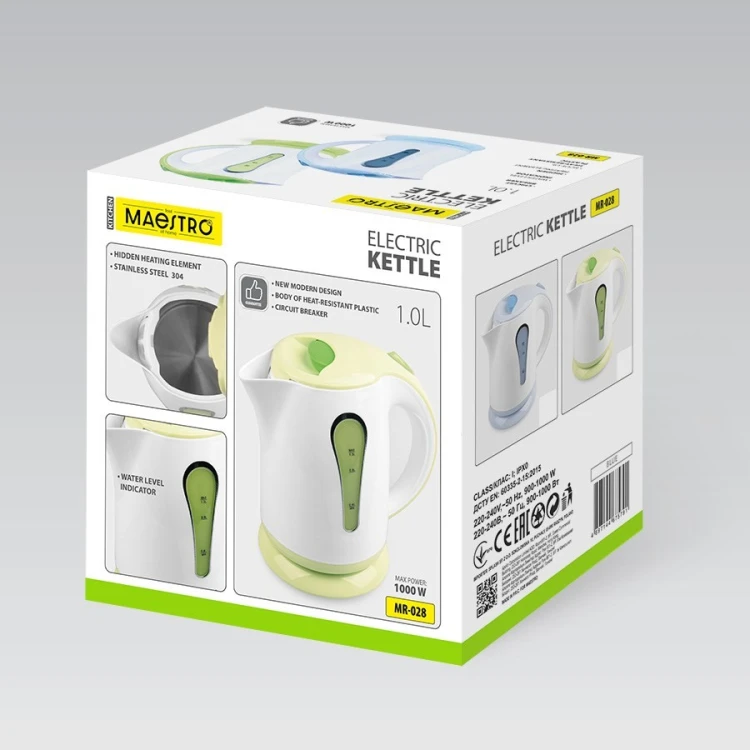 Czajnik elektryczny 1L 1000W MR-028-GREEN MAESTRO