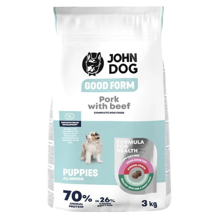 John Dog GOOD FORM SZCZENIAK wieprzowina z wołowiną Karma sucha dla psa 3kg