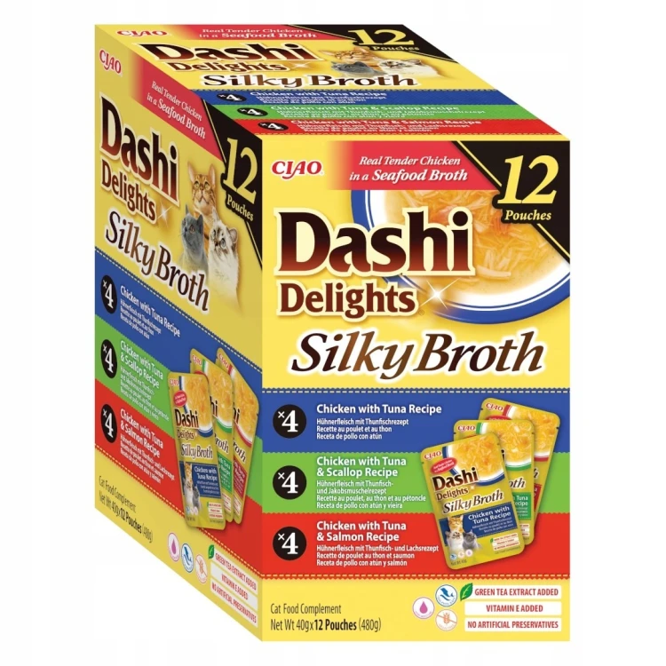 INABA SILKY BROTH mix formuł z kurczakiem karma mokra dla kota 12x40g- 480g