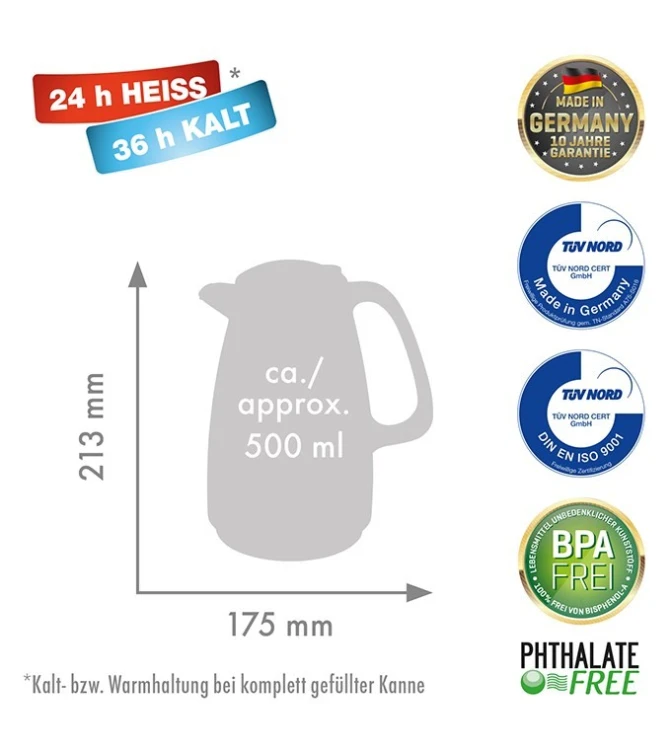 ROTPUNKT DZBANEK TERMOS, 1,5 L, SPARKING BLACK (CZ