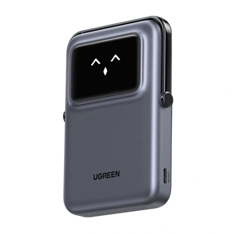 Powerbank magnetyczny 10000mAh Ugreen Uno PB572, Qi 7.5W (szary)
