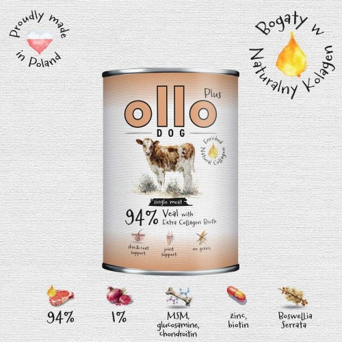 Ollo Plus Kolagen Cielęcina 400g puszka dla psa