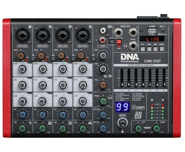 CM6-DSP - Mikser audio z USB, MP3, Bluetooth, Phantom