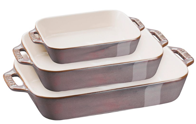 Zestaw 3 prostokątnych półmisków ceramicznych STAUB 40508-173-0 - antyczny szary