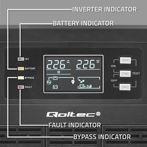 QOLTEC ZASILACZ AWARYJNY UPS 10KVA | 10000W | POWER FACTOR 1.0 | LCD | EPO | USB | ON-LINE