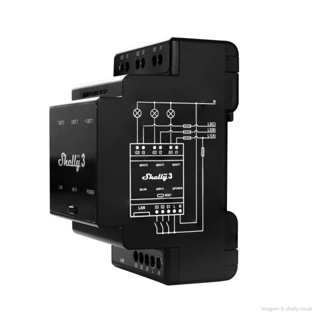 Inteligentny przełącznik Shelly "Pro 3" WLAN & LAN switching drive 3 x 16 A