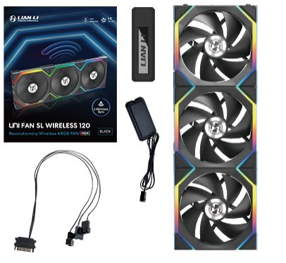 Wentylator Lian Li LULI-091 UNI FAN SL, ARGB, PWM, 3x, 120mm, Bezprzewodowe sterowanie za pomocą kontrolera 2.4GHz, czarny