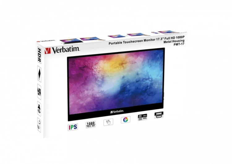 Monitor komputerowy Verbatim 49593 43,9 cm (17.3") 1920 x 1080 px Full HD LCD Ekran dotykowy Czarny
