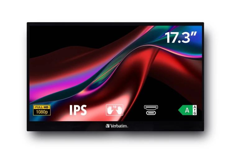 Monitor komputerowy Verbatim 49593 43,9 cm (17.3") 1920 x 1080 px Full HD LCD Ekran dotykowy Czarny