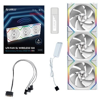 Wentylator Lian Li UNI FAN SL Wireless 120 Reverse Blade Obudowa komputera Wentylator 12 cm Biały 3 sztuki