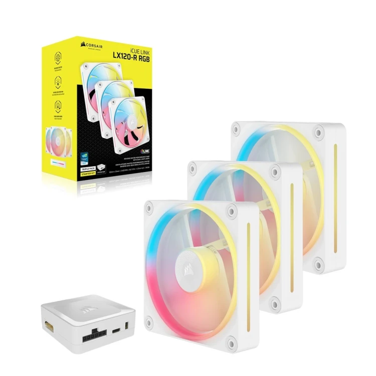 Corsair iCUE LINK LX120-R RGB Wentylator 12cm Biały 3szt.