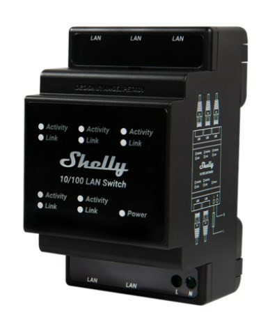 Switch LAN Shelly - gniazdko - 5 portów - 10/100 Mbit