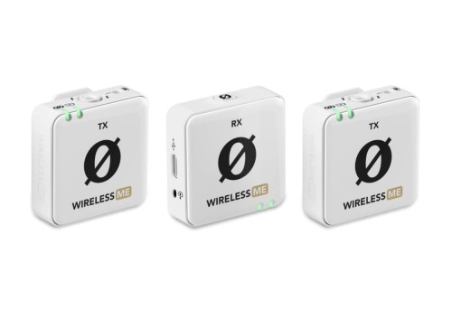 RODE Wireless ME Dual White  - Kompaktowy bezprzewodowy system mikrofonowy z dwoma nadajnikami do nagrywania dwukanałowego (biały)