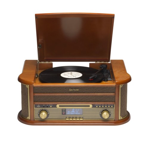 Drewniane centrum muzyczne retro Denver MRD-51 z gramofonem