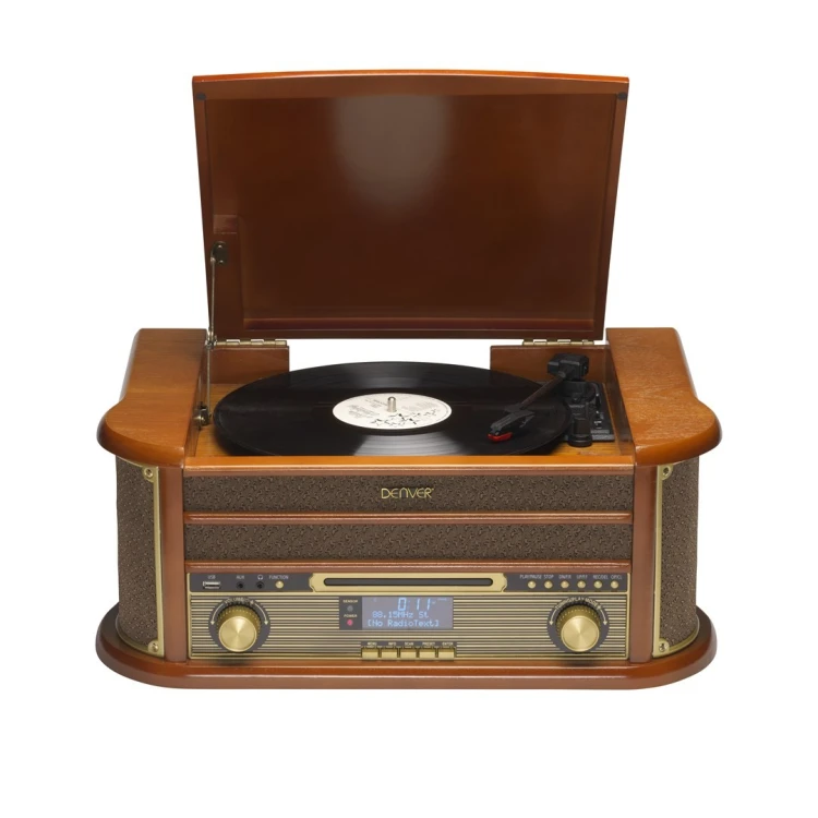 Drewniane centrum muzyczne retro Denver MRD-51 z gramofonem