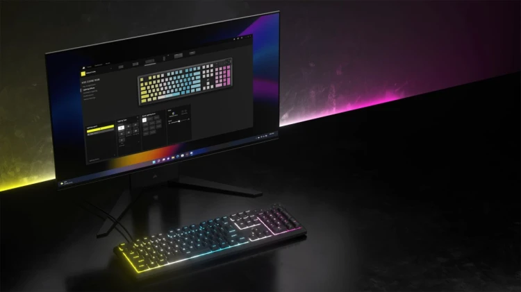 Klawiatura CORSAIR Tas K55 CORE BLACK RGB, Gumowa kopuła, Mechaniczna, USB